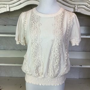 Cream Blouse with Floral Lace